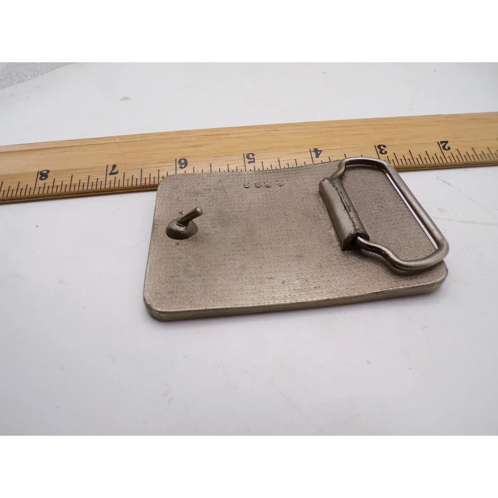 Vintage US Army Belt Buckle Camouflage Enamel Rectangle Silver Tone Military